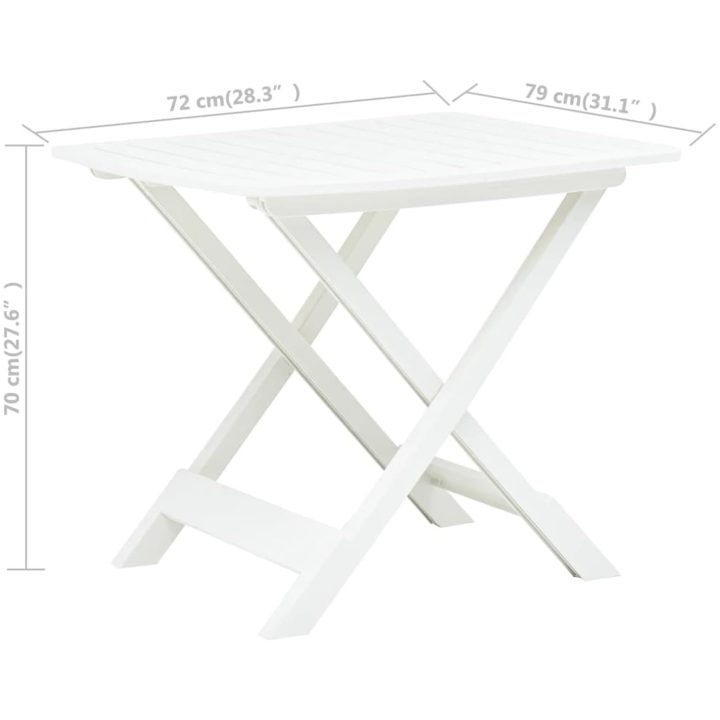 Hopfällbart trädgårdsbord vit 79x72x70 cm plast vidaXL – bild 6