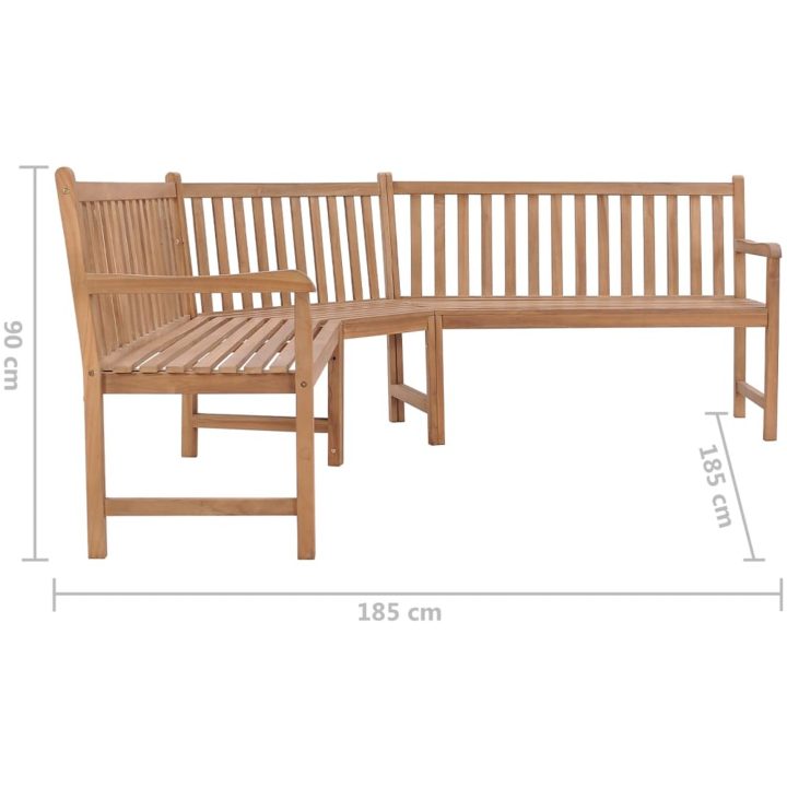 Hörnbänk 185x185x90 cm massiv teakträ vidaXL – bild 6