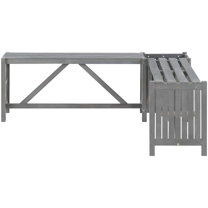 Hörnbänk med odlingslåda 117 cm massivt akaciaträ grå vidaXL 117 x 117 x 40 cm – bild 4
