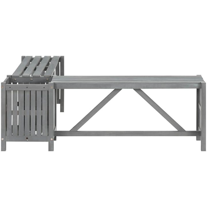 Hörnbänk med odlingslåda 117 cm massivt akaciaträ grå vidaXL 117 x 117 x 40 cm – bild 5