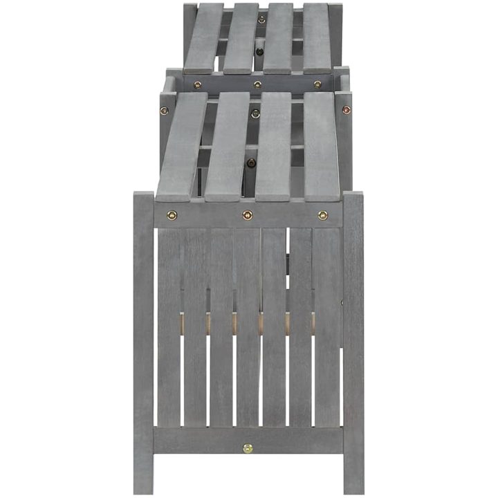 Hörnbänk med odlingslåda 117 cm massivt akaciaträ grå vidaXL 117 x 117 x 40 cm – bild 7