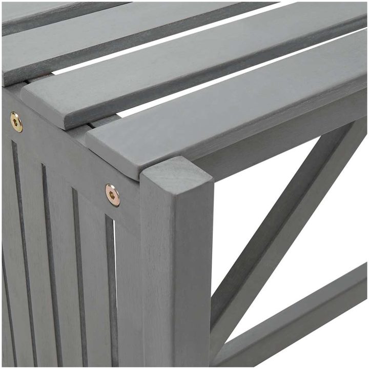 Hörnbänk med odlingslåda 117 cm massivt akaciaträ grå vidaXL 117 x 117 x 40 cm – bild 8