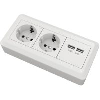 Hörnbox 2-vägs med USB Grunda