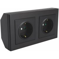 HÖRNBOX OPTIMA 2XSCHUKO SVART
