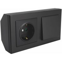 Hörnbox Optima, Kompl.1st uttag+1st 1-pol/tr. Svart MALMBERGS