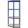 Hörnhylla blå stål och konstruerat trä 4 hyllplan vidaXL 75 x 75 x 160 cm – miniatyr 5