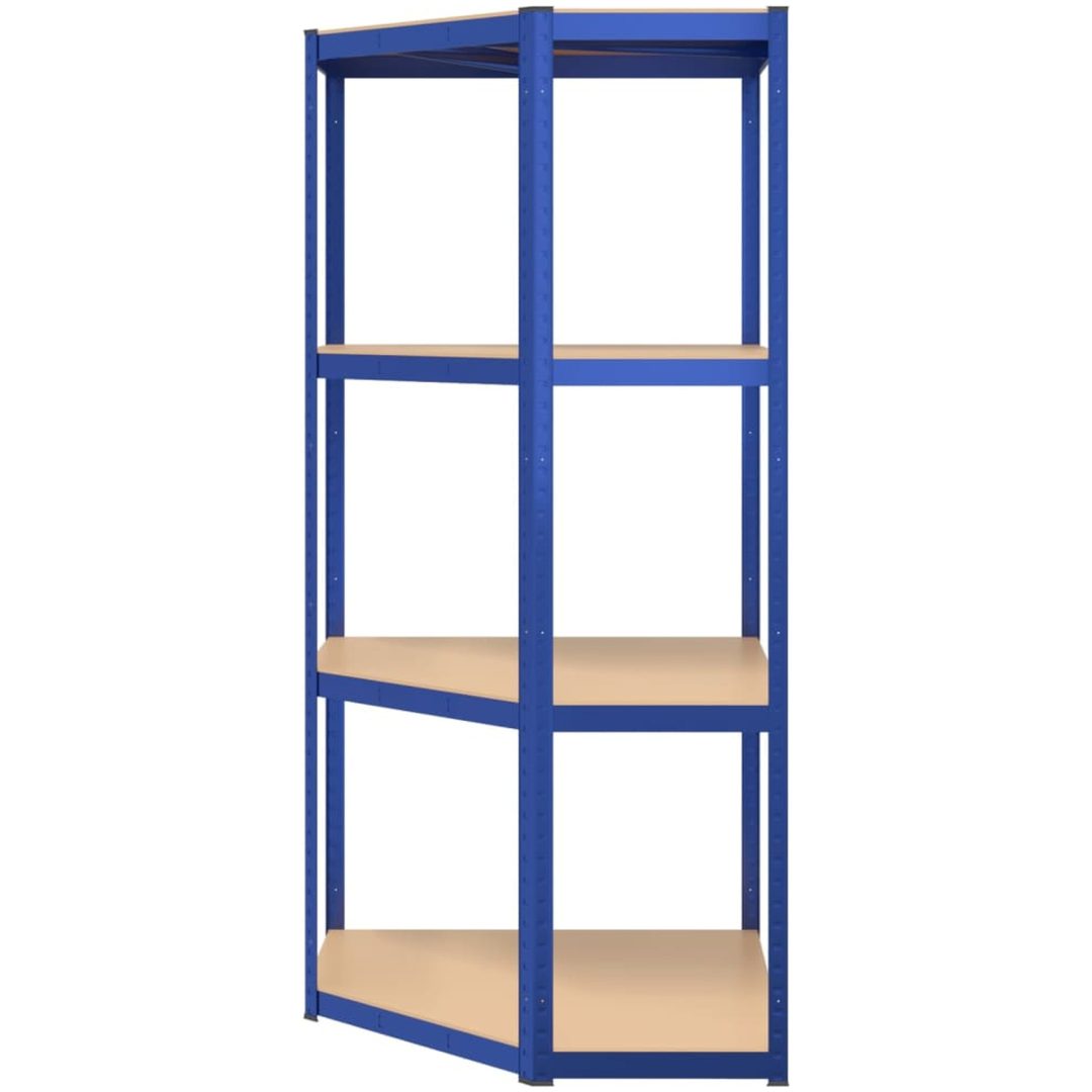 Hörnhylla blå stål och konstruerat trä 4 hyllplan vidaXL 75 x 75 x 160 cm – bild 5