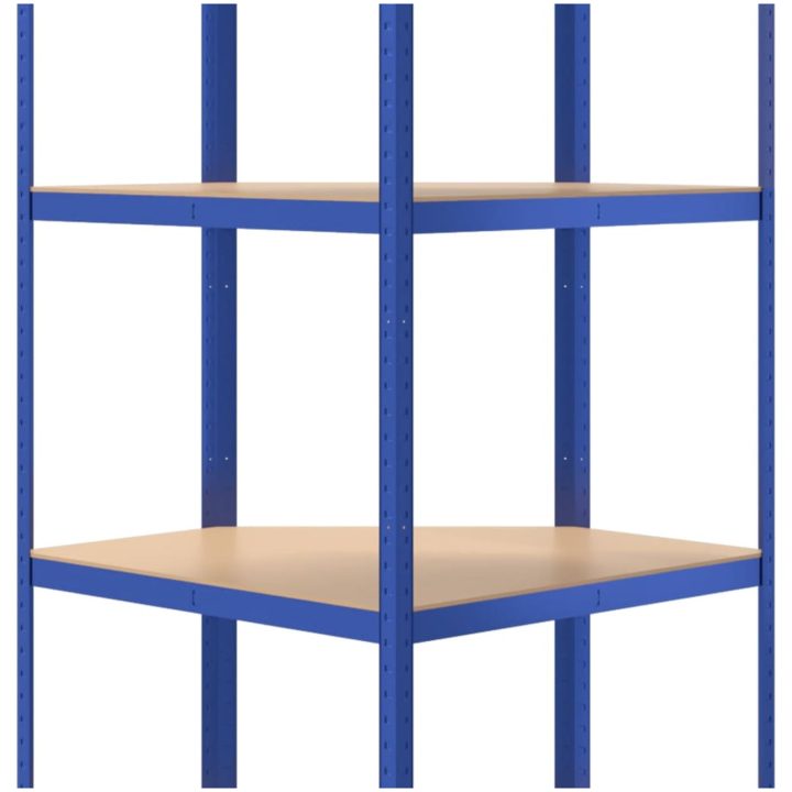 Hörnhylla blå stål och konstruerat trä 4 hyllplan vidaXL 75 x 75 x 160 cm – bild 7