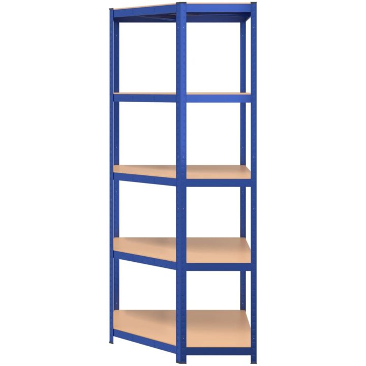 Hörnhylla blå stål och konstruerat trä 5 hyllplan vidaXL 75 x 75 x 180 cm – bild 5