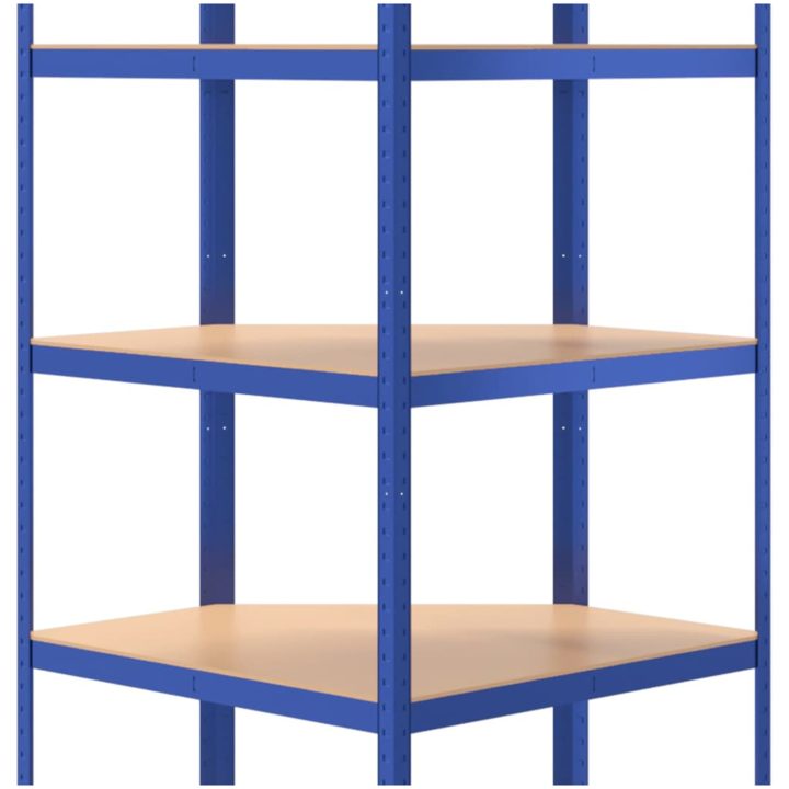 Hörnhylla blå stål och konstruerat trä 5 hyllplan vidaXL 75 x 75 x 180 cm – bild 7