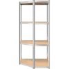 Hörnhylla silver stål och konstruerat trä 4 hyllplan vidaXL 75 x 75 x 160 cm – miniatyr 5