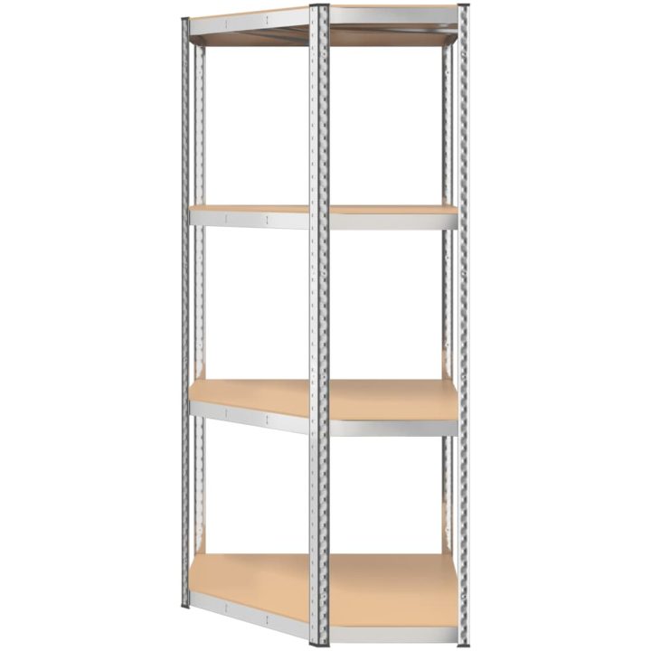 Hörnhylla silver stål och konstruerat trä 4 hyllplan vidaXL 75 x 75 x 160 cm – bild 5