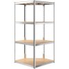 Hörnhylla silver stål och konstruerat trä 4 hyllplan vidaXL 75 x 75 x 160 cm – miniatyr 6