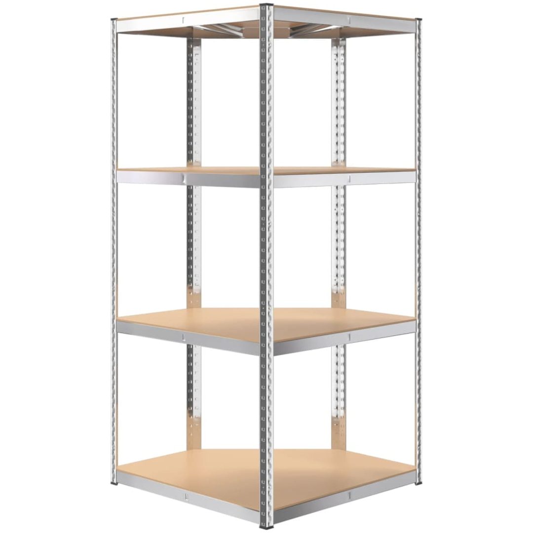 Hörnhylla silver stål och konstruerat trä 4 hyllplan vidaXL 75 x 75 x 160 cm – bild 6