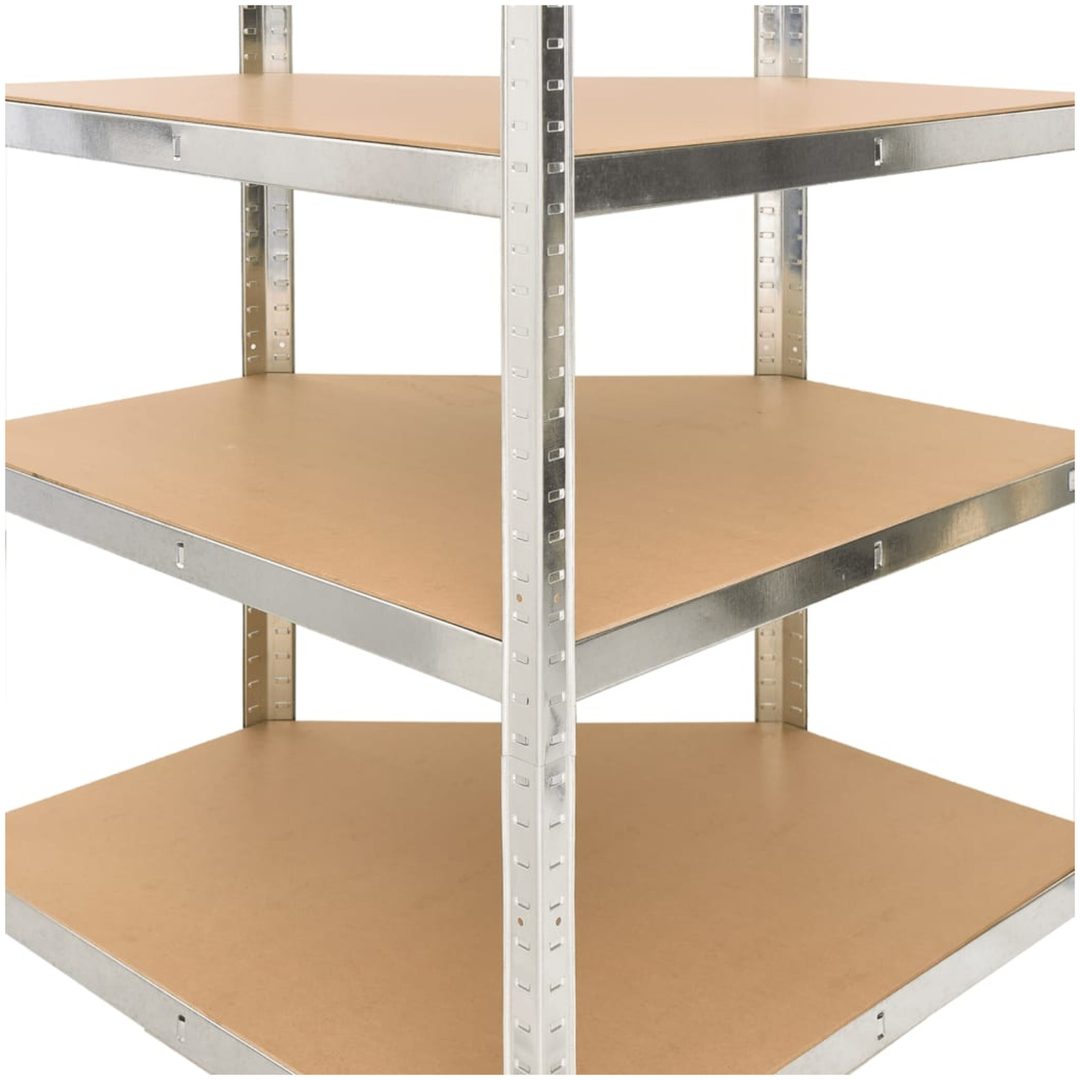 Hörnhylla silver stål och konstruerat trä 4 hyllplan vidaXL 75 x 75 x 160 cm – bild 8