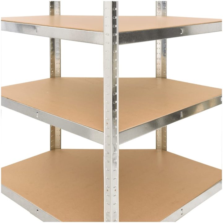 Hörnhylla silver stål och konstruerat trä 4 hyllplan vidaXL 75 x 75 x 160 cm – bild 8