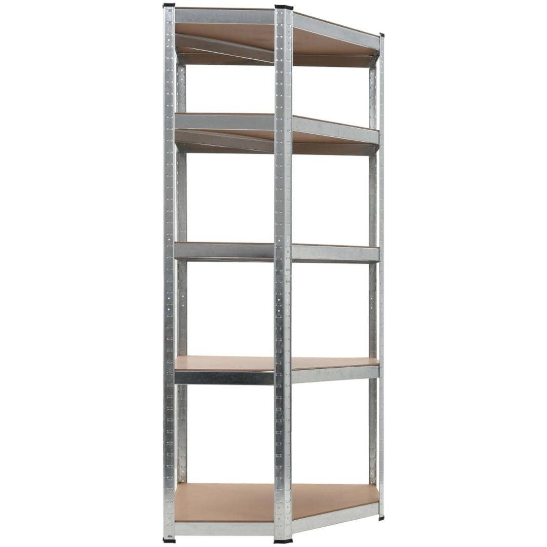 Hörnhylla silver stål och konstruerat trä 5 hyllplan vidaXL 75 x 75 x 180 cm – bild 2