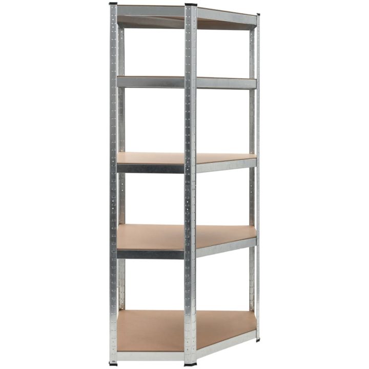 Hörnhylla silver stål och konstruerat trä 5 hyllplan vidaXL 75 x 75 x 180 cm – bild 3