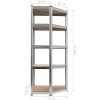 Hörnhylla silver stål och konstruerat trä 5 hyllplan vidaXL 75 x 75 x 180 cm – miniatyr 8