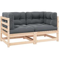 Hörnsektion till pallsoffa 2 st med dynor massiv furu vidaXL