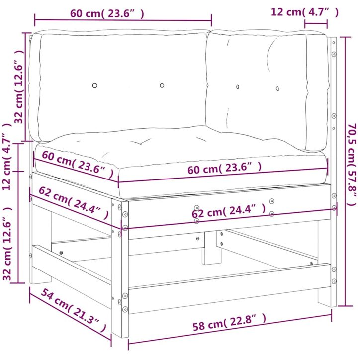 Hörnsektion till soffa med dynor grå impregnerat furu vidaXL – bild 9