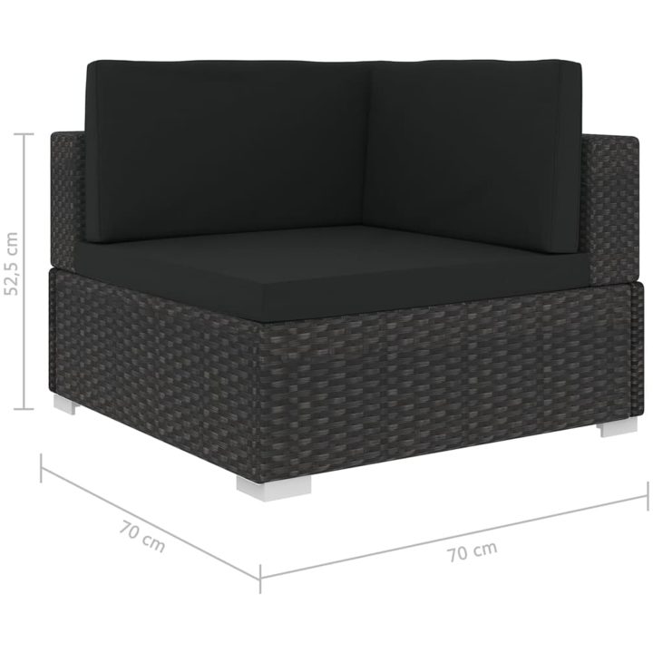 Hörnsits till modulsoffa 1 st med dynor konstrotting svart vidaXL – bild 5