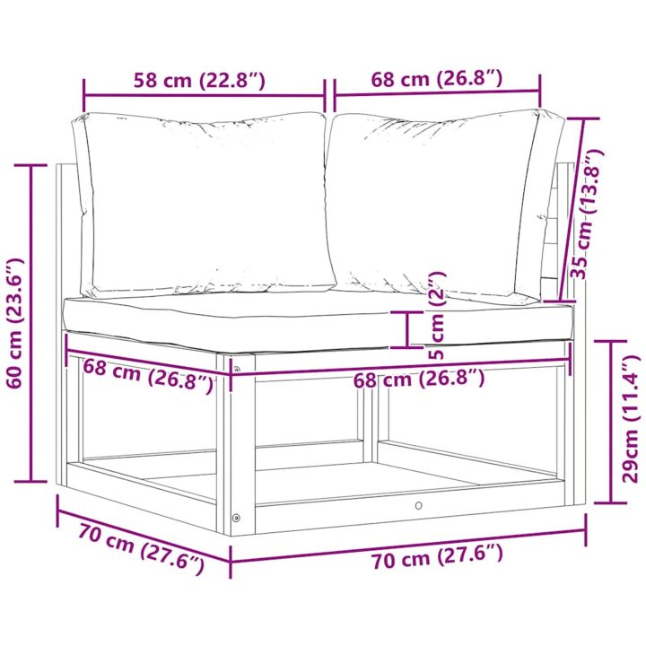 Hörnsits till modulsoffa 2 st med dynor gräddvit vidaXL – bild 12