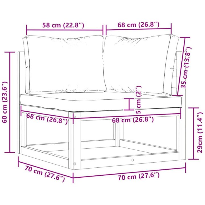 Hörnsits till modulsoffa 2 st med dynor mörkgrå vidaXL – bild 12