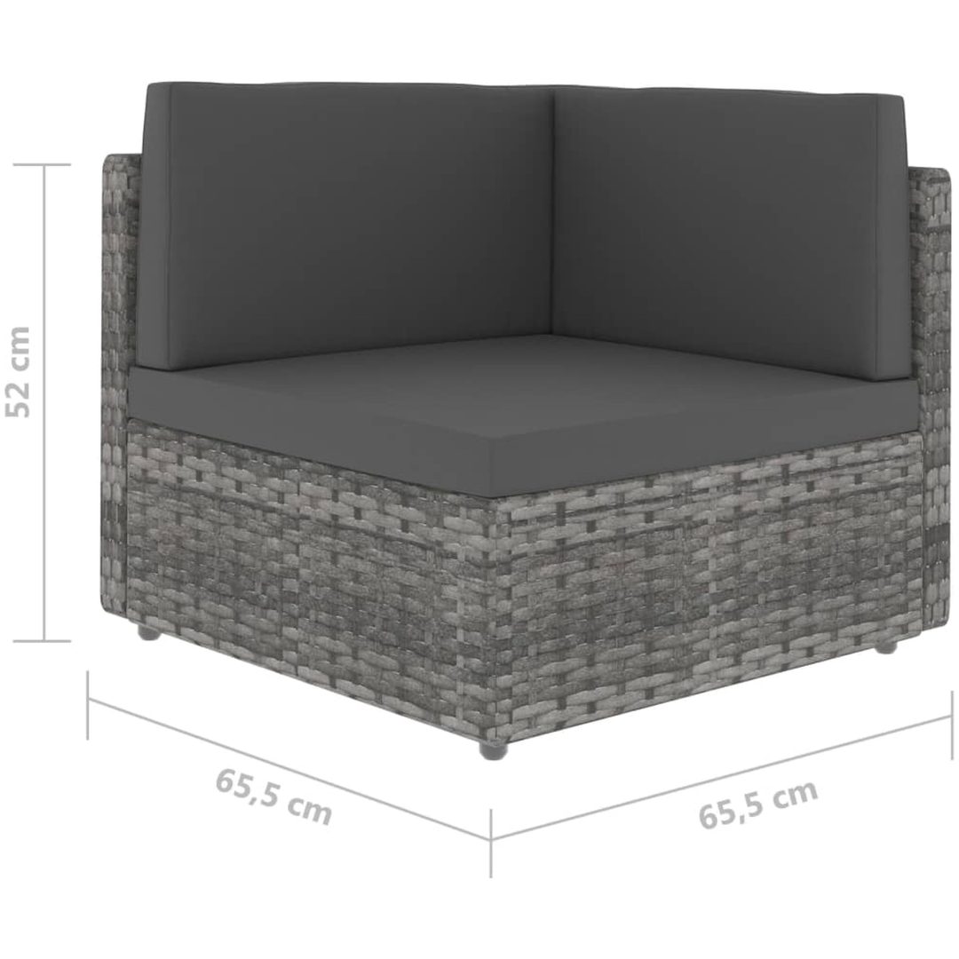 Hörnsits till modulsoffa konstrotting grå vidaXL – bild 6