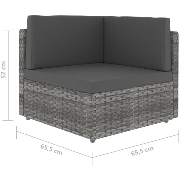 Hörnsits till modulsoffa konstrotting grå vidaXL – bild 6