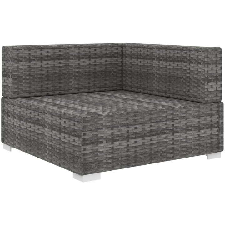 Hörnsits till modulsoffa med dynor 1 st konstrotting grå vidaXL – bild 2