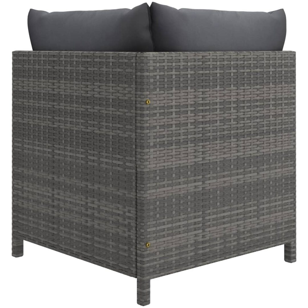 Hörnsits till modulsoffa med dynor grå konstrotting vidaXL – bild 4