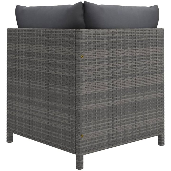 Hörnsits till modulsoffa med dynor grå konstrotting vidaXL – bild 4