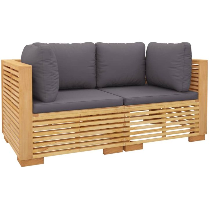 Hörnsitsar för trädgården med dynor 2 delar massiv teak vidaXL – bild 3