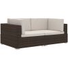 Hörnsitsar modulsoffa 2 st med dynor konstrotting brun vidaXL – miniatyr 2