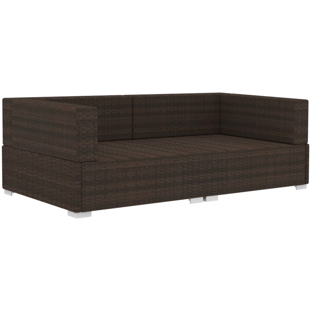 Hörnsitsar modulsoffa 2 st med dynor konstrotting brun vidaXL – bild 3