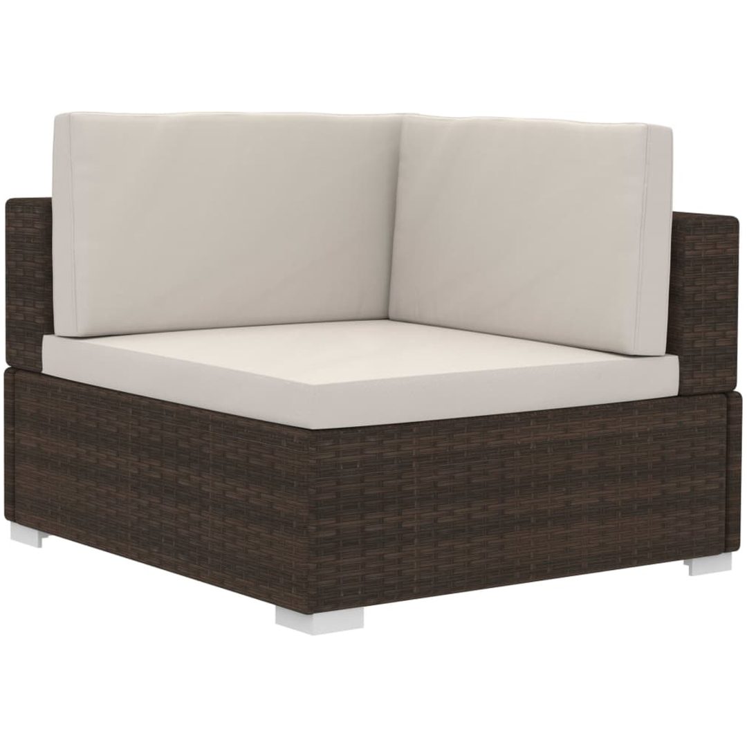 Hörnsitsar modulsoffa 2 st med dynor konstrotting brun vidaXL – bild 4