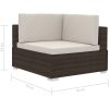 Hörnsitsar modulsoffa 2 st med dynor konstrotting brun vidaXL – miniatyr 5