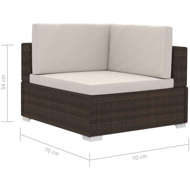Hörnsitsar modulsoffa 2 st med dynor konstrotting brun vidaXL – bild 5