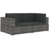 Hörnsitsar modulsoffa 2 st med dynor konstrotting grå vidaXL – miniatyr 2