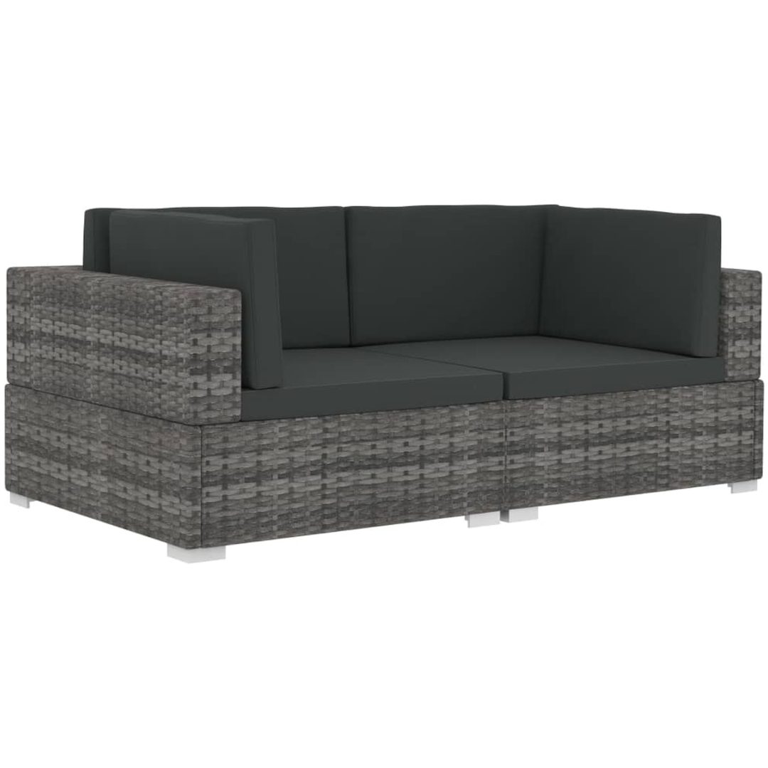 Hörnsitsar modulsoffa 2 st med dynor konstrotting grå vidaXL – bild 2