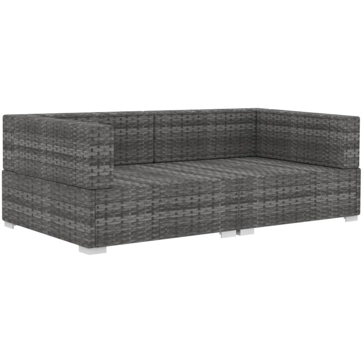 Hörnsitsar modulsoffa 2 st med dynor konstrotting grå vidaXL – bild 3