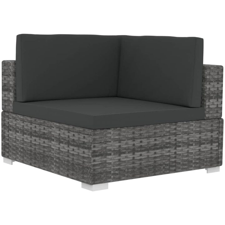 Hörnsitsar modulsoffa 2 st med dynor konstrotting grå vidaXL – bild 4