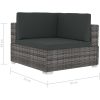 Hörnsitsar modulsoffa 2 st med dynor konstrotting grå vidaXL – miniatyr 5