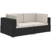 Hörnsitsar modulsoffa 2 st med dynor konstrotting svart vidaXL – miniatyr 2