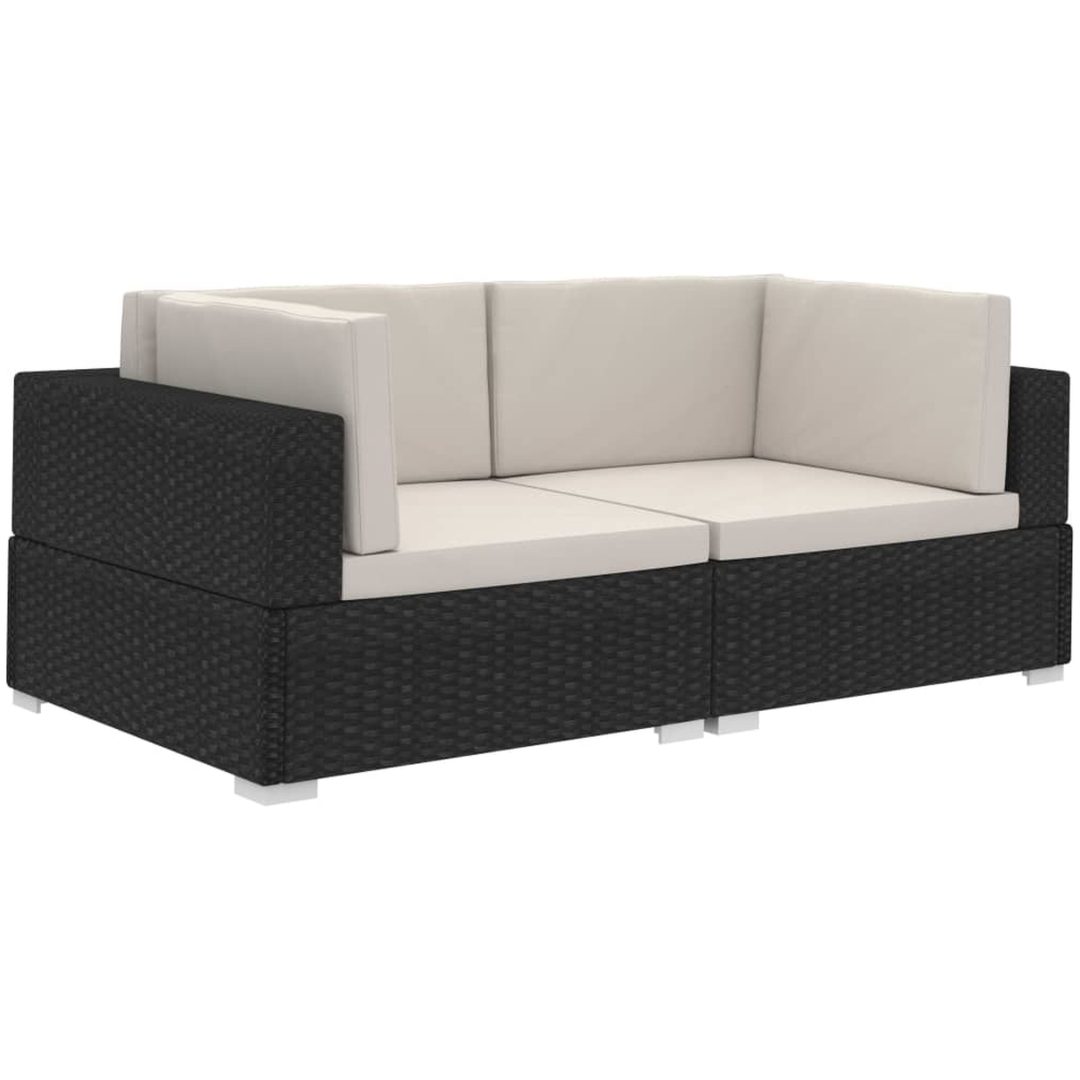 Hörnsitsar modulsoffa 2 st med dynor konstrotting svart vidaXL – bild 2