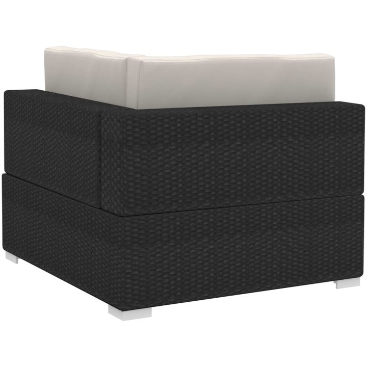 Hörnsitsar modulsoffa 2 st med dynor konstrotting svart vidaXL – bild 4