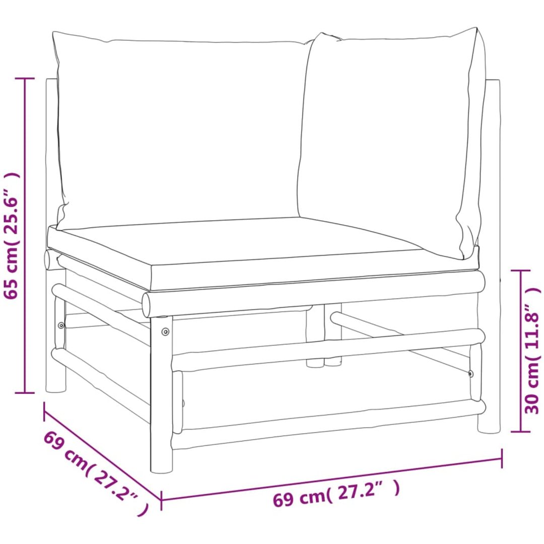 Hörnsoffa för trädgården gröna dynor 2 st bambu vidaXL – bild 6
