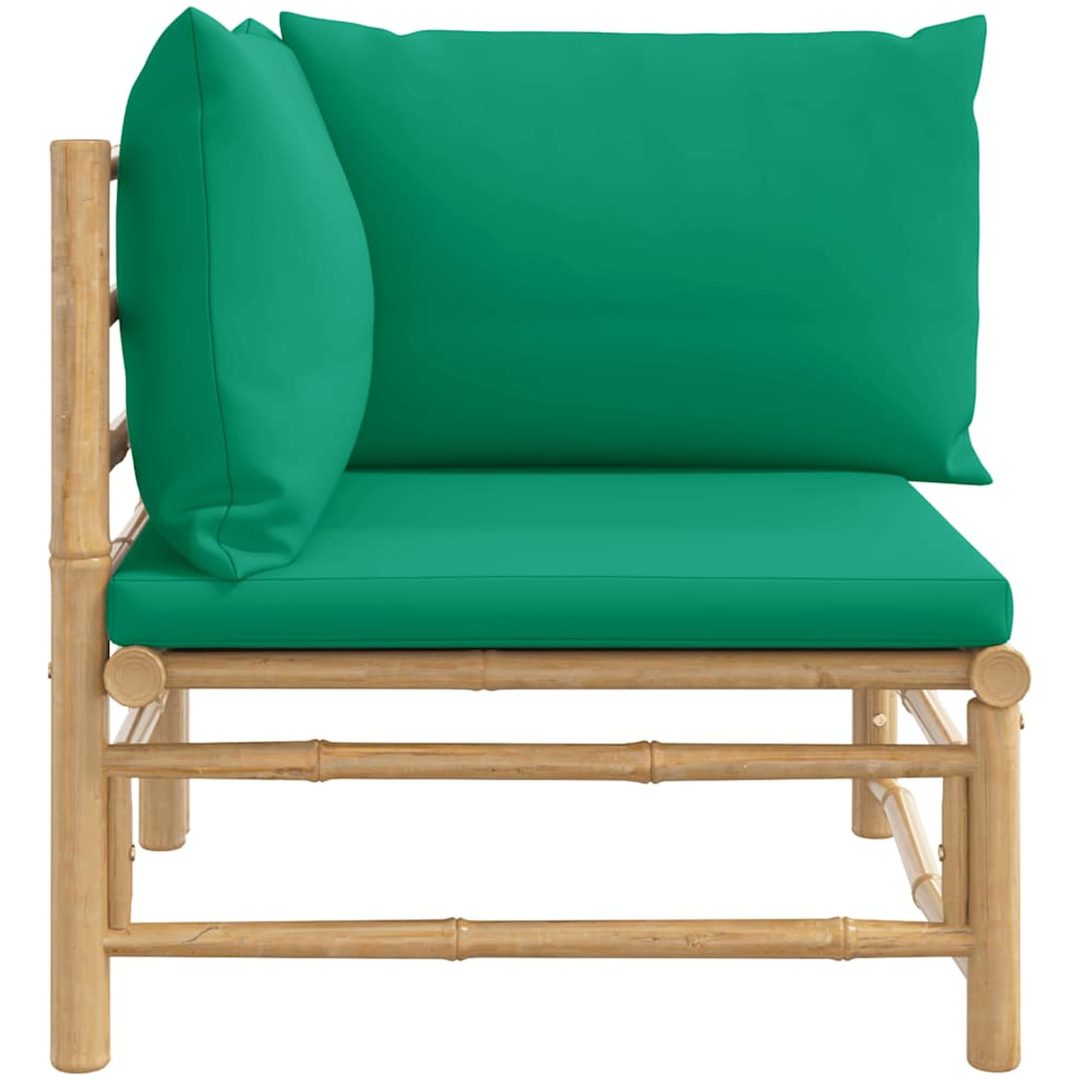 Hörnsoffa för trädgården med gröna dynor bambu vidaXL – bild 4