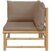 Hörnsoffa för trädgården med taupe dynor bambu vidaXL – miniatyr 3